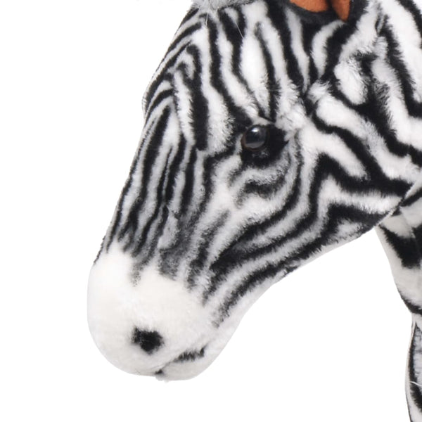 Black and white plush zebra riding toy XXL