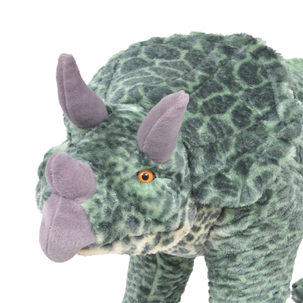 Dinosaurio de peluche Triceratops verde, juguete de construcción XXL