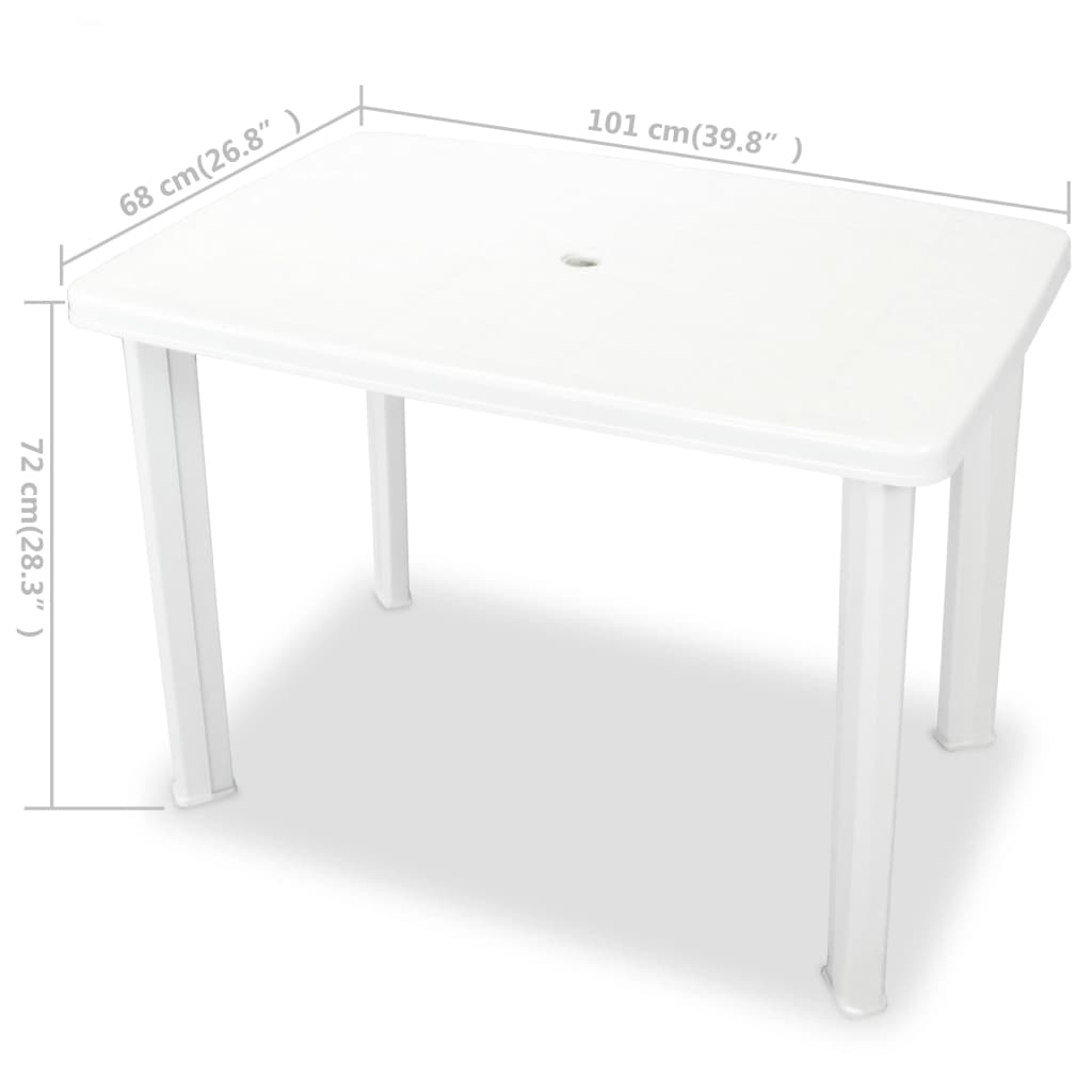 Mesa de jardim 101x68x72 cm plástico branco