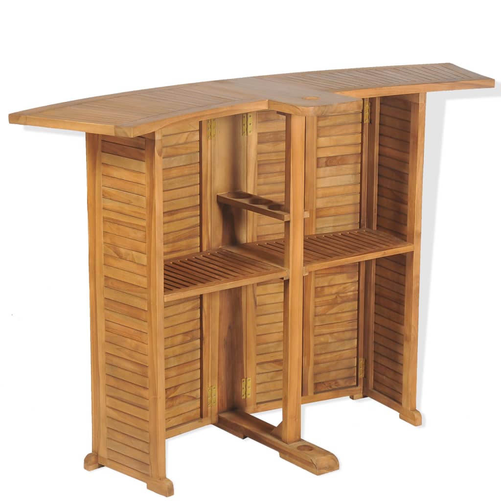 Mesa de bar dobrável 155x53x105 cm madeira teca maciça