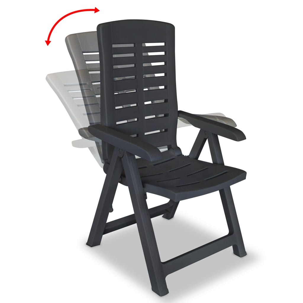 Cadeiras jardim reclináveis 2 pcs plástico antracite