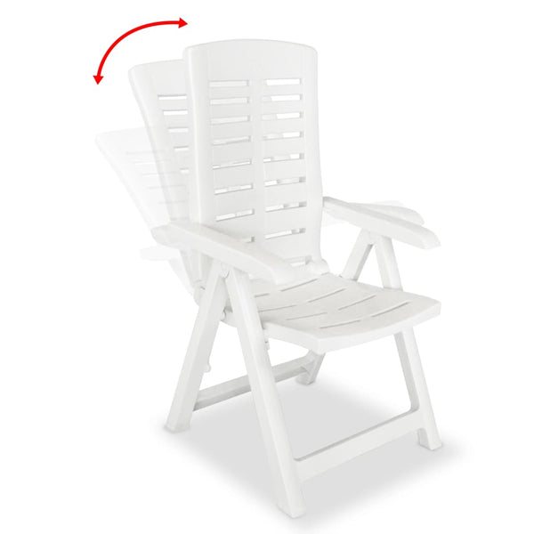Cadeiras de jardim reclináveis 4 pcs plástico branco