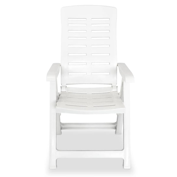 Cadeiras de jardim reclináveis 6 pcs plástico branco