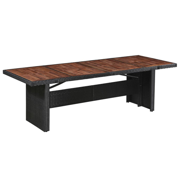 Mesa de jardim 240x90x74 cm vime PE e madeira acácia maciça