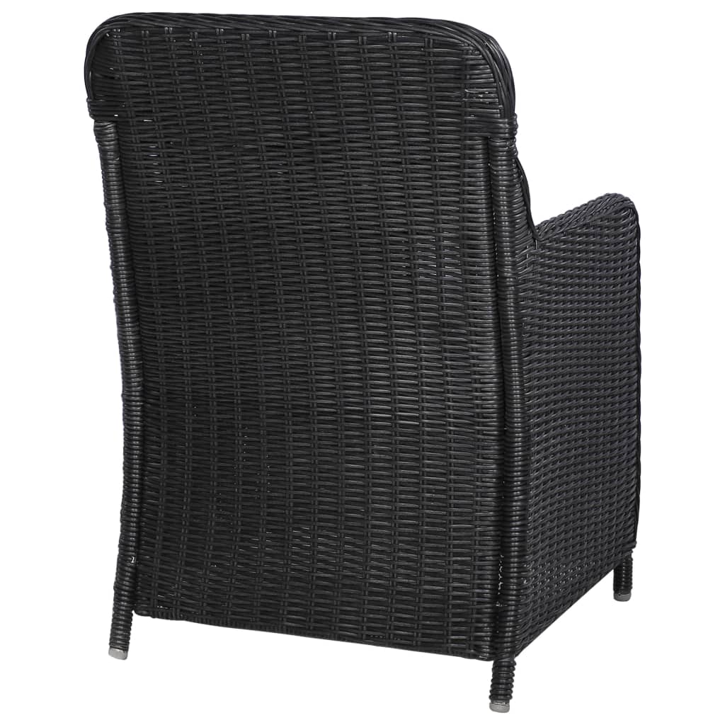 Cadeiras de exterior c/ almofadões 2 pcs vime PE preto