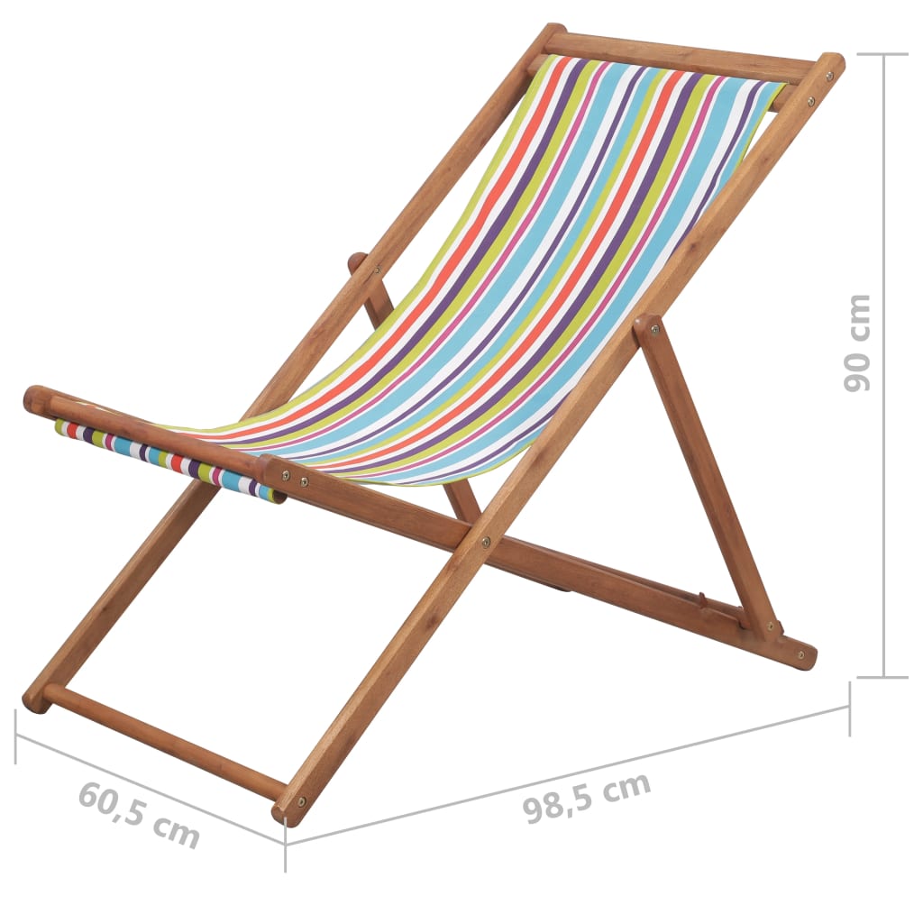 Cadeira de praia dobrável tecido estrutura madeira multicolor