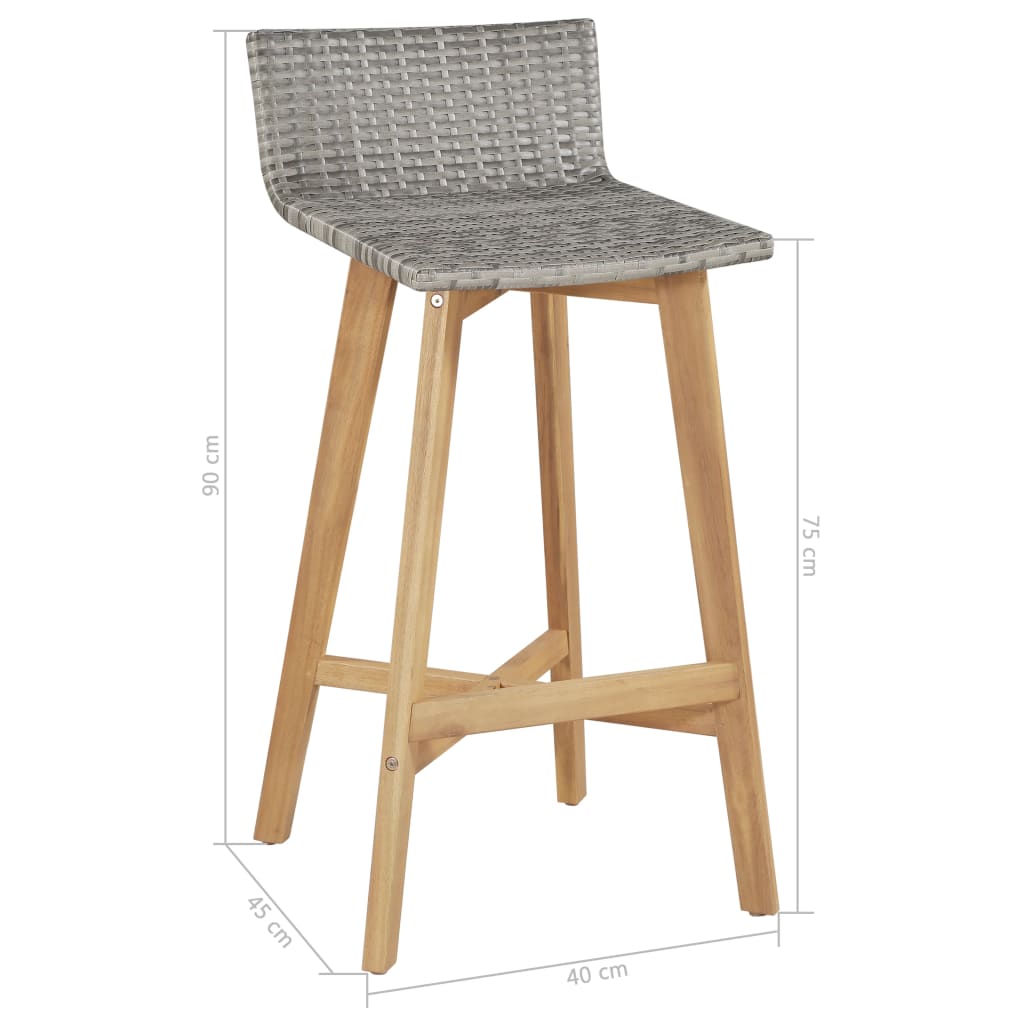 Cadeiras de bar 2 pcs madeira acácia maciça