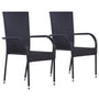 Cadeiras de exterior empilháveis 2 pcs vime PE preto