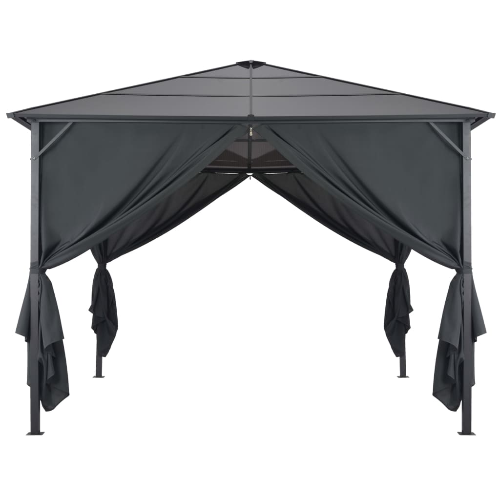 Gazebo com cortinas Alumínio 3x3 m preto