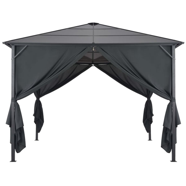 Gazebo com cortinas Alumínio 3x3 m preto