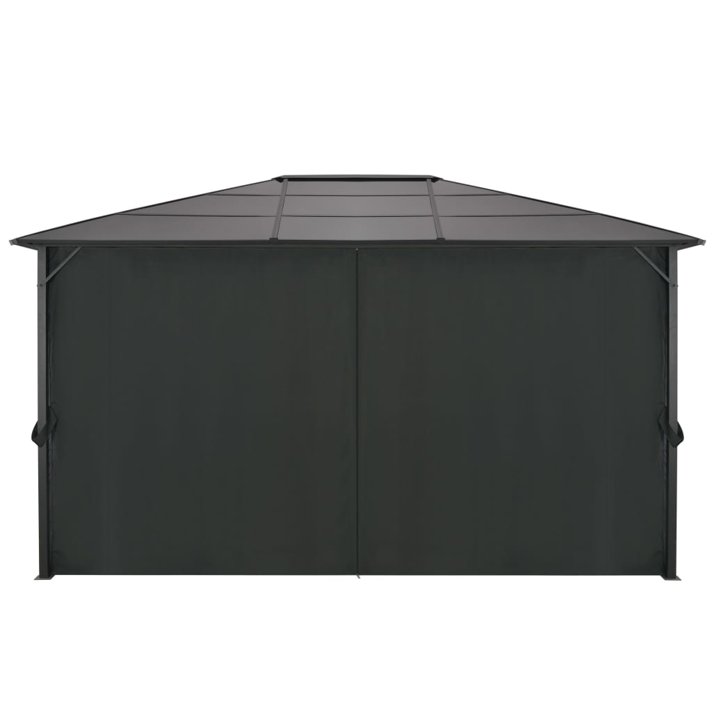 Gazebo com cortinas alumínio 4x3x2,6 m preto