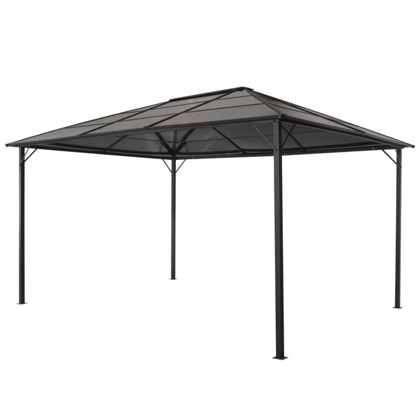 Gazebo com telhado alumínio 4x3x2,6 m preto