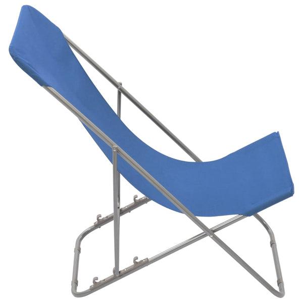 Cadeiras de praia dobráveis 2 pcs aço e tecido oxford azul