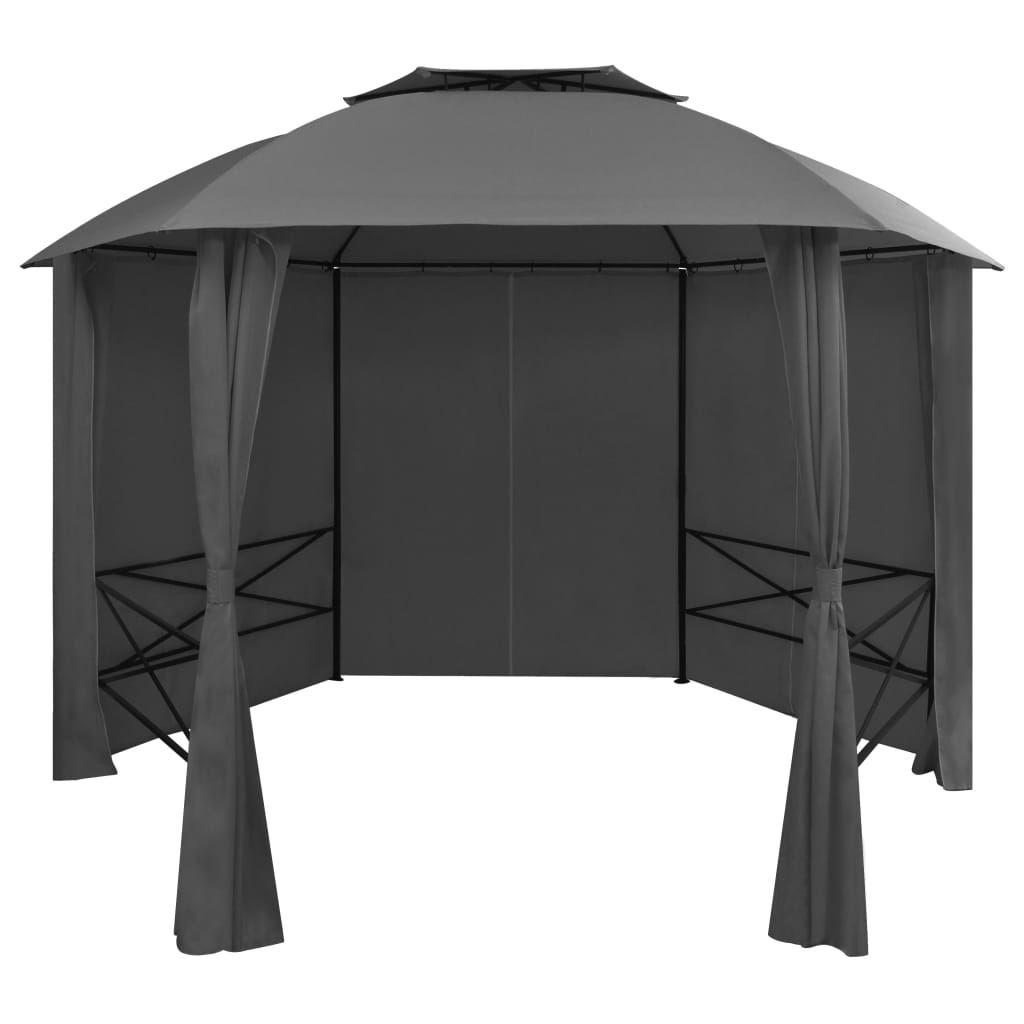 Tenda de jardim com cortinas hexagonal 360x265 cm