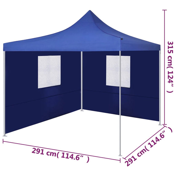 Tenda dobrável com 2 paredes 3x3 m azul