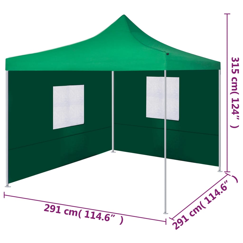 Tenda dobrável com 2 paredes 3x3 m verde