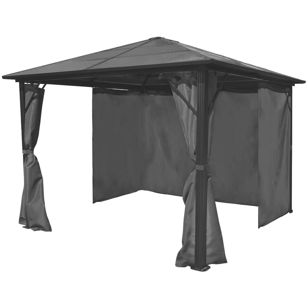 Gazebo com cortina 300x300 cm alumínio antracite