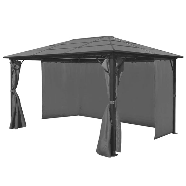 Gazebo com cortina em alumínio 400 x 300 cm antracite