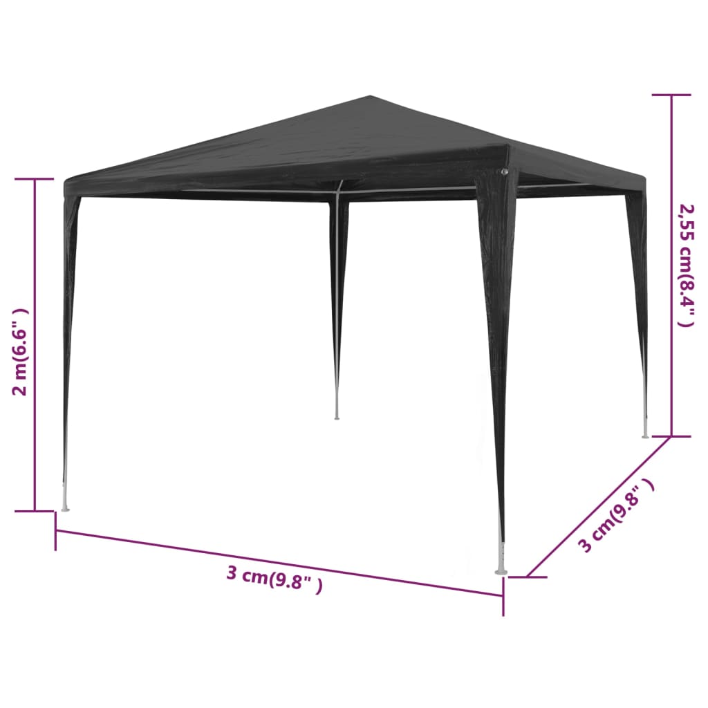 Tenda para festas 3x3 m PE antracite