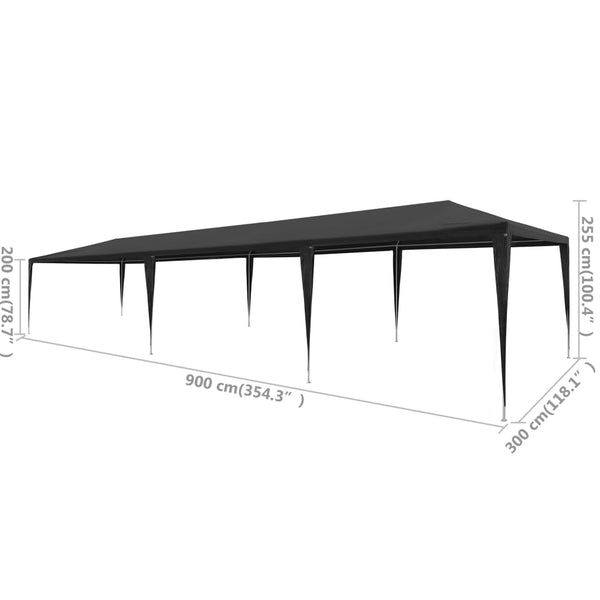 Tenda para festas 3x9 m PE antracite