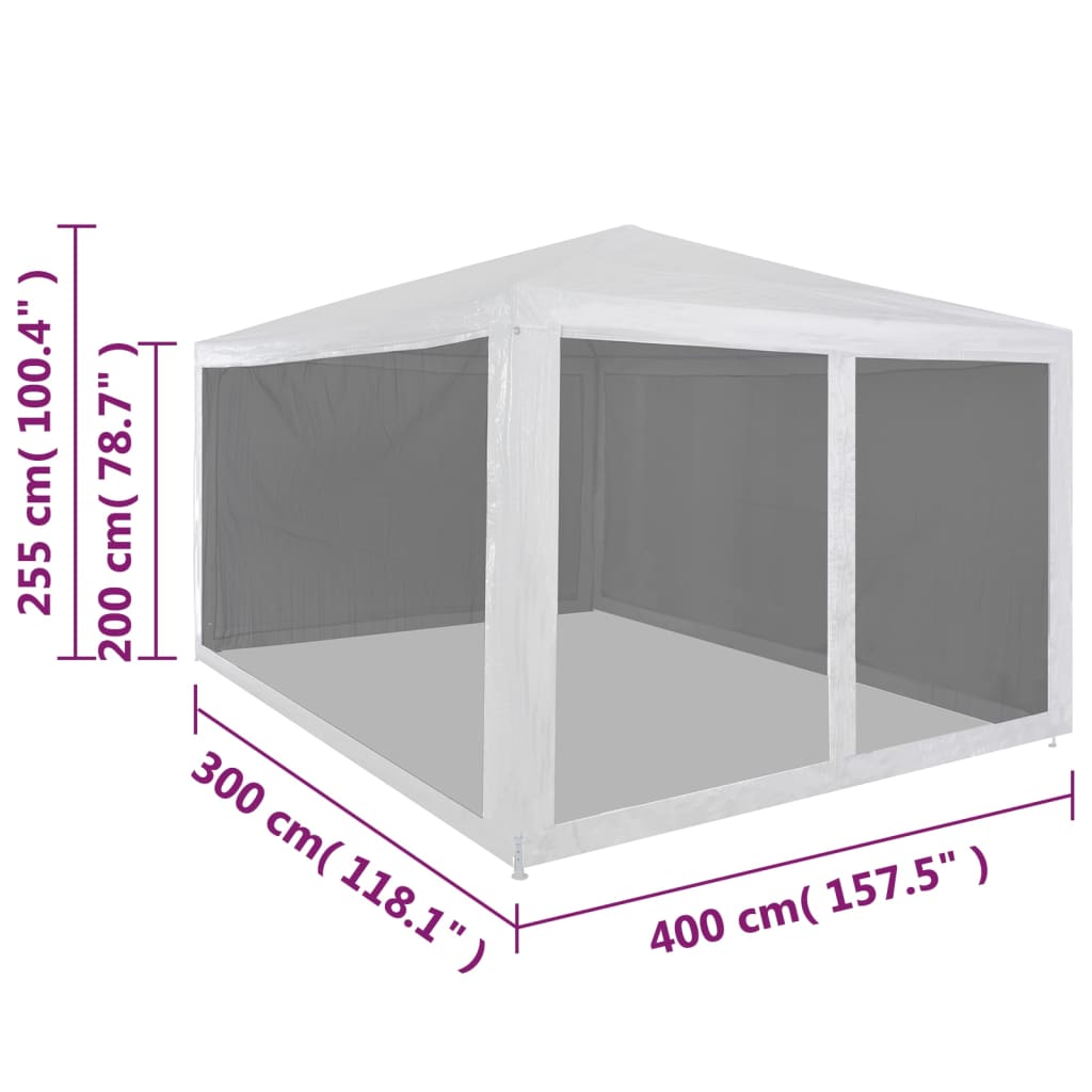 Tenda para festas com 4 paredes laterais em rede 4x3 m