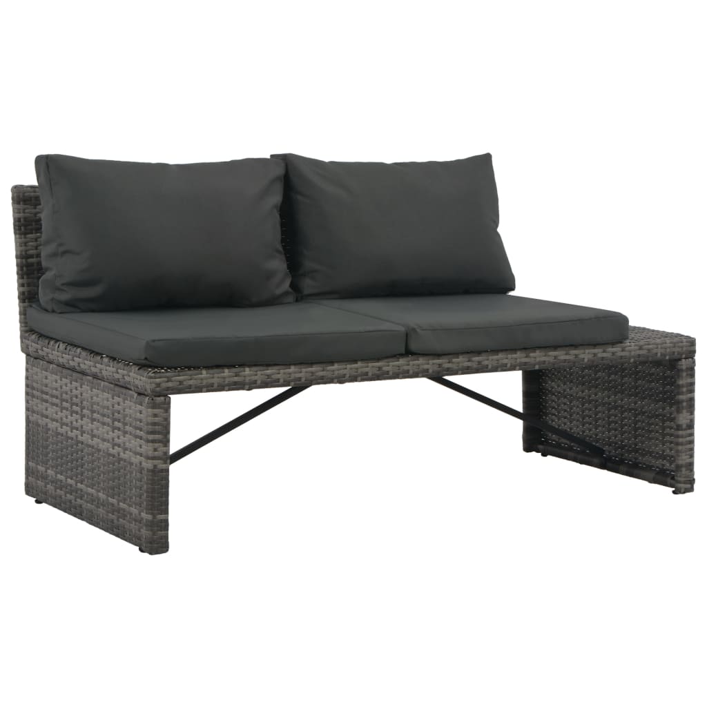 Conjunto lounge de jardim c/ almofadões 3 pcs vime PE cinzento