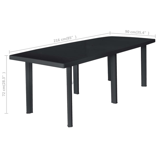 Mesa de jardim 216x90x72 cm plástico antracite