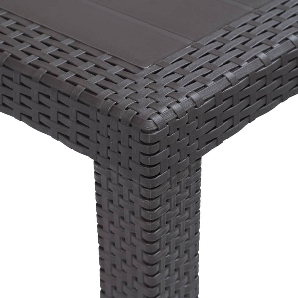 Mesa de jardim 220x90x72cm plástico castanho com aspeto de vime