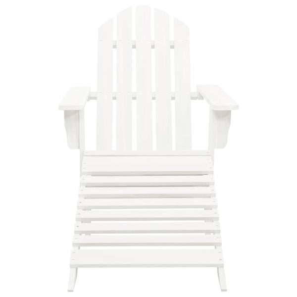 Cadeira de jardim com repousa-pés em madeira branca