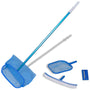 Pool cleaning kit, 1 brush, 2 leaf catchers, a sponge and a telescopic pole