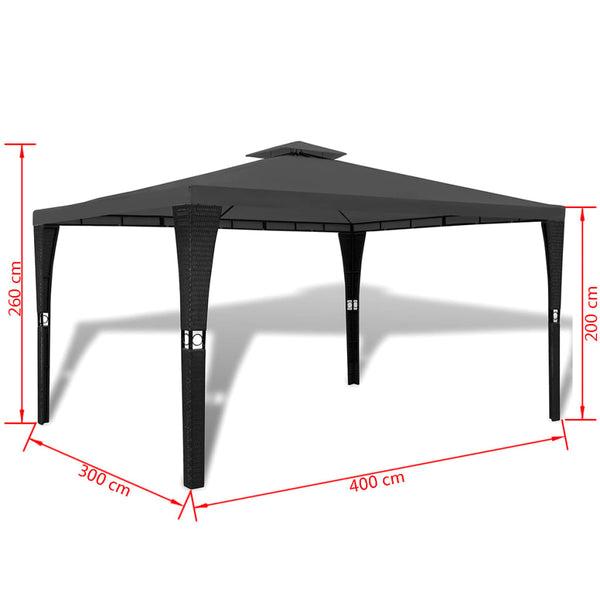 Gazebo com telhado 3 x 4 m cinzento escuro