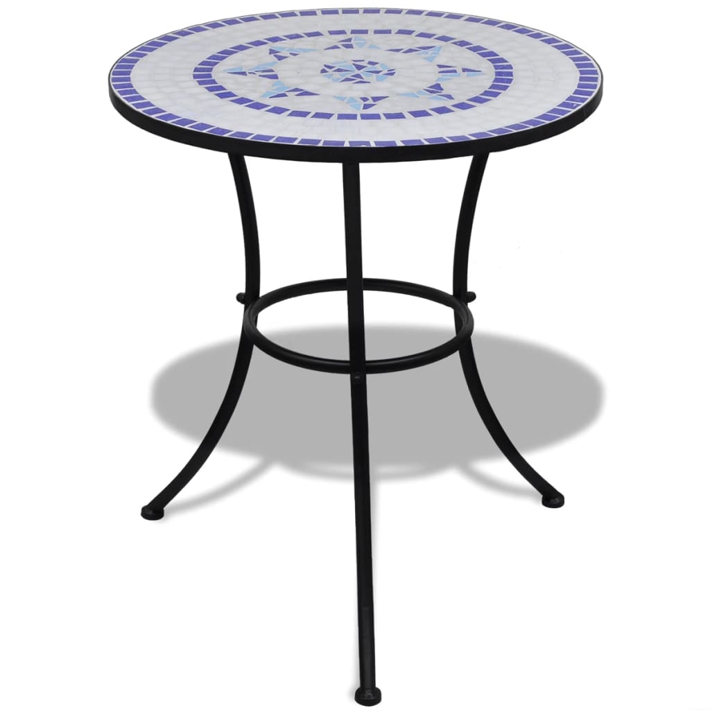 Mesa de bistrô 60 cm mosaico azul e branco