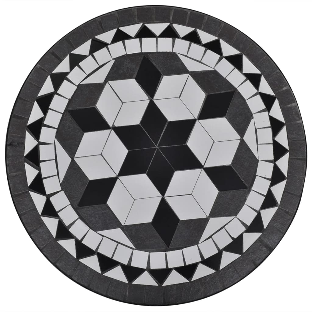 Mesa de bistrô 60 cm mosaico preto e branco