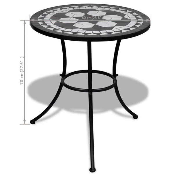 Mesa de bistrô 60 cm mosaico preto e branco