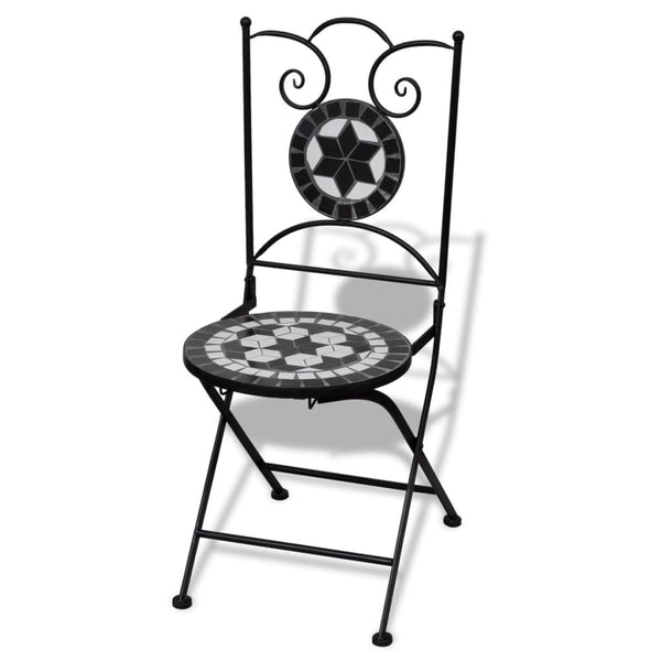 Cadeiras de bistrô dobráveis 2 pcs cerâmica preto e branco