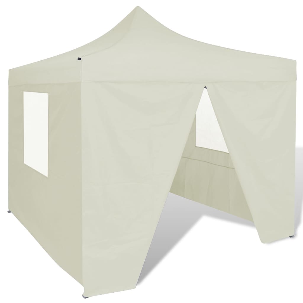 Tenda dobrável 3 x 3 m creme com 4 paredes