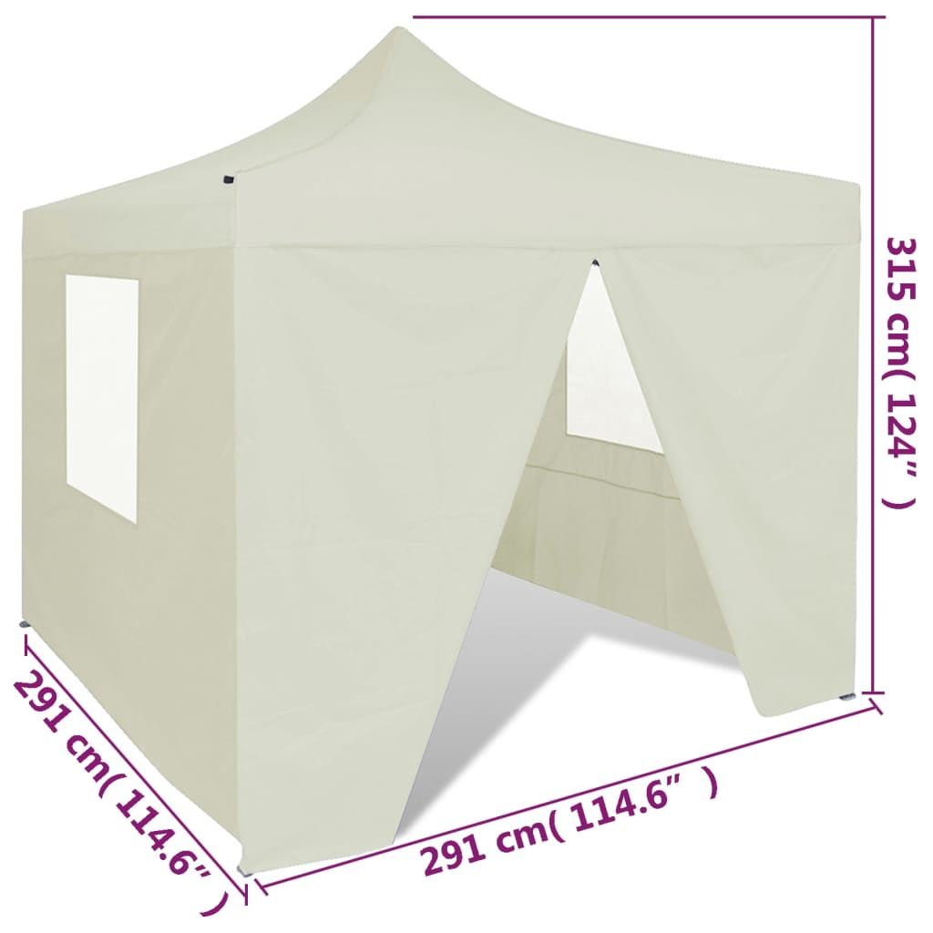 Tenda dobrável 3 x 3 m creme com 4 paredes