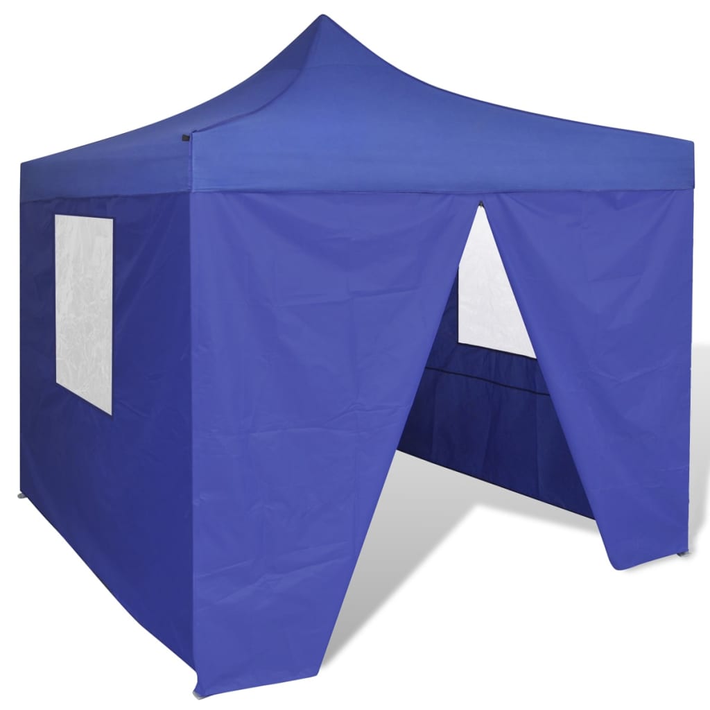 Tenda dobrável 3 x 3 m azul com 4 paredes