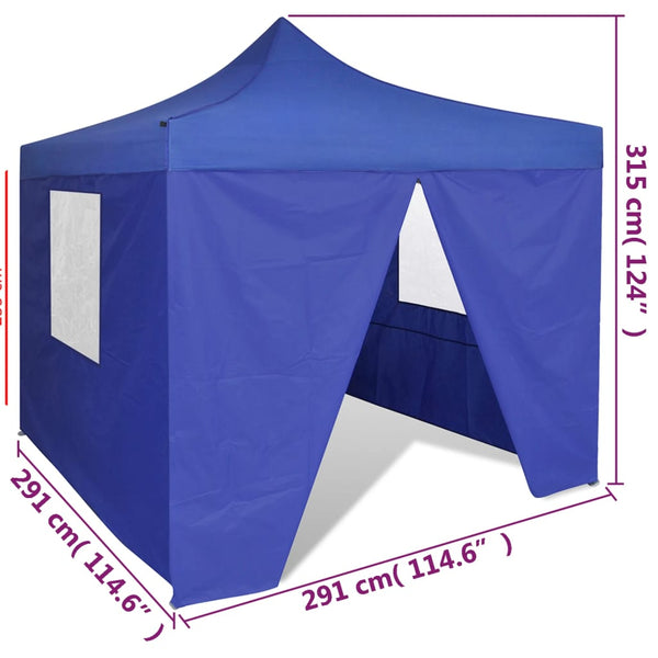 Tenda dobrável 3 x 3 m azul com 4 paredes