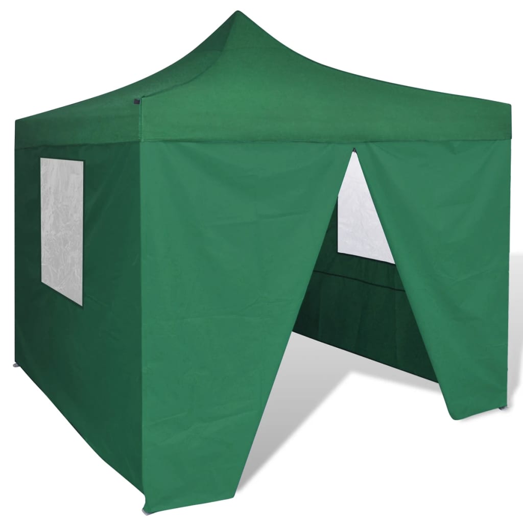 Tenda dobrável 3 x 3 m verde com 4 paredes