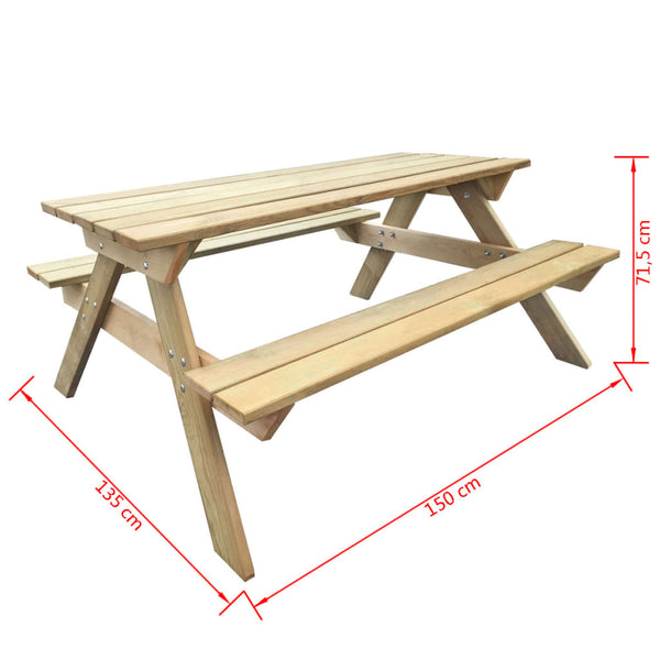 Mesa de piquenique 150x135x71,5 cm madeira