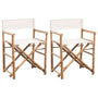 Cadeiras de diretor dobráveis 2 pcs bambu e lona