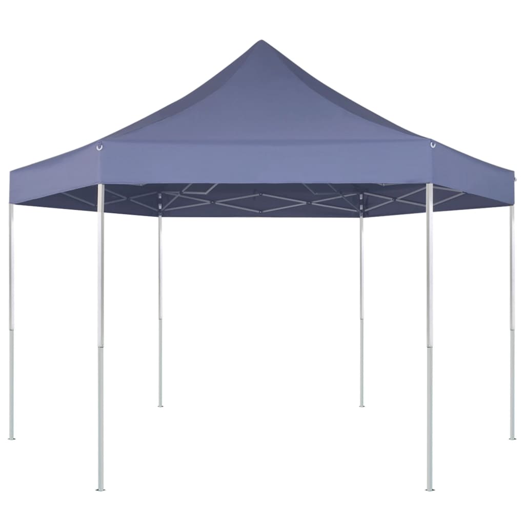 Tenda festas pop-up dobrável hexagonal azul escuro 3,6x3,1 m