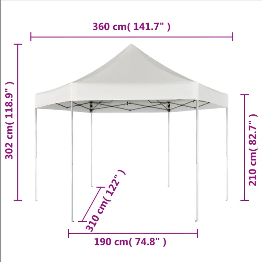 Tenda festas pop-up dobrável hexagonal cinzento 3,6x3,1 m