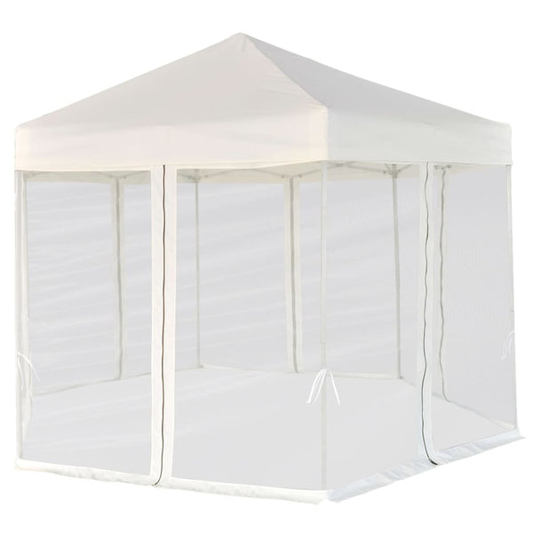 Tenda festas pop-up hexagonal 6 paredes 3,6x3,1 m branco creme