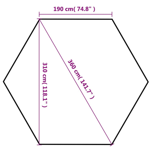 Tenda festas pop-up hexagonal 6 paredes 3,6x3,1 m branco creme