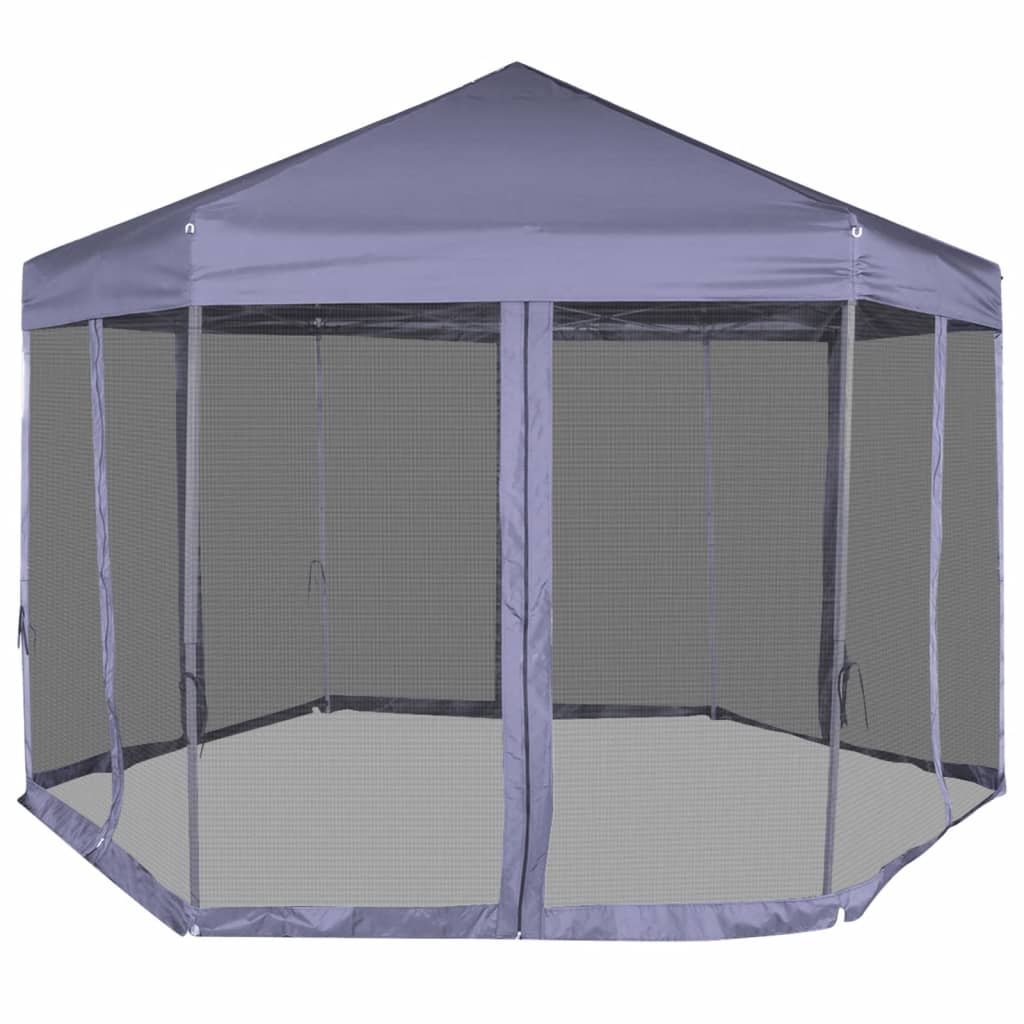 Tenda festas pop-up hexagonal 6 paredes 3,6x3,1m azul escuro