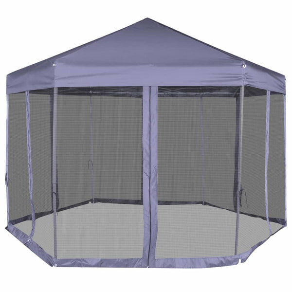 Tenda festas pop-up hexagonal 6 paredes 3,6x3,1m azul escuro