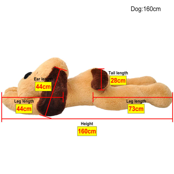 Cão de peluche castanho 160 cm