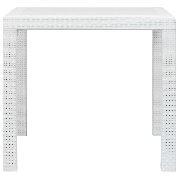 Mesa de jardim 79x79x72 cm plástico branco com aspeto de vime